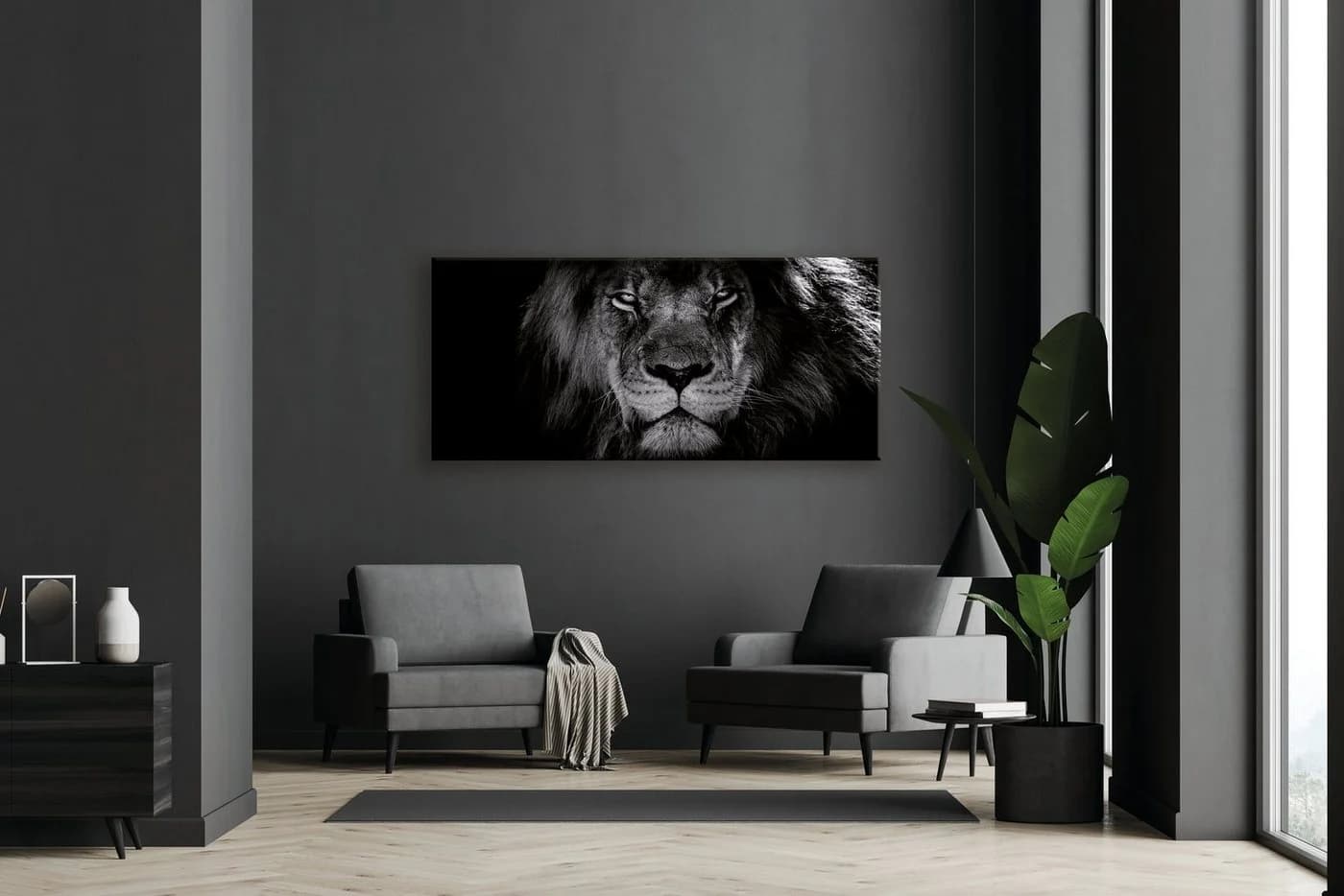 BÖNNINGHOFF Leinwandbild Löwe Schwarz Wanddekoration