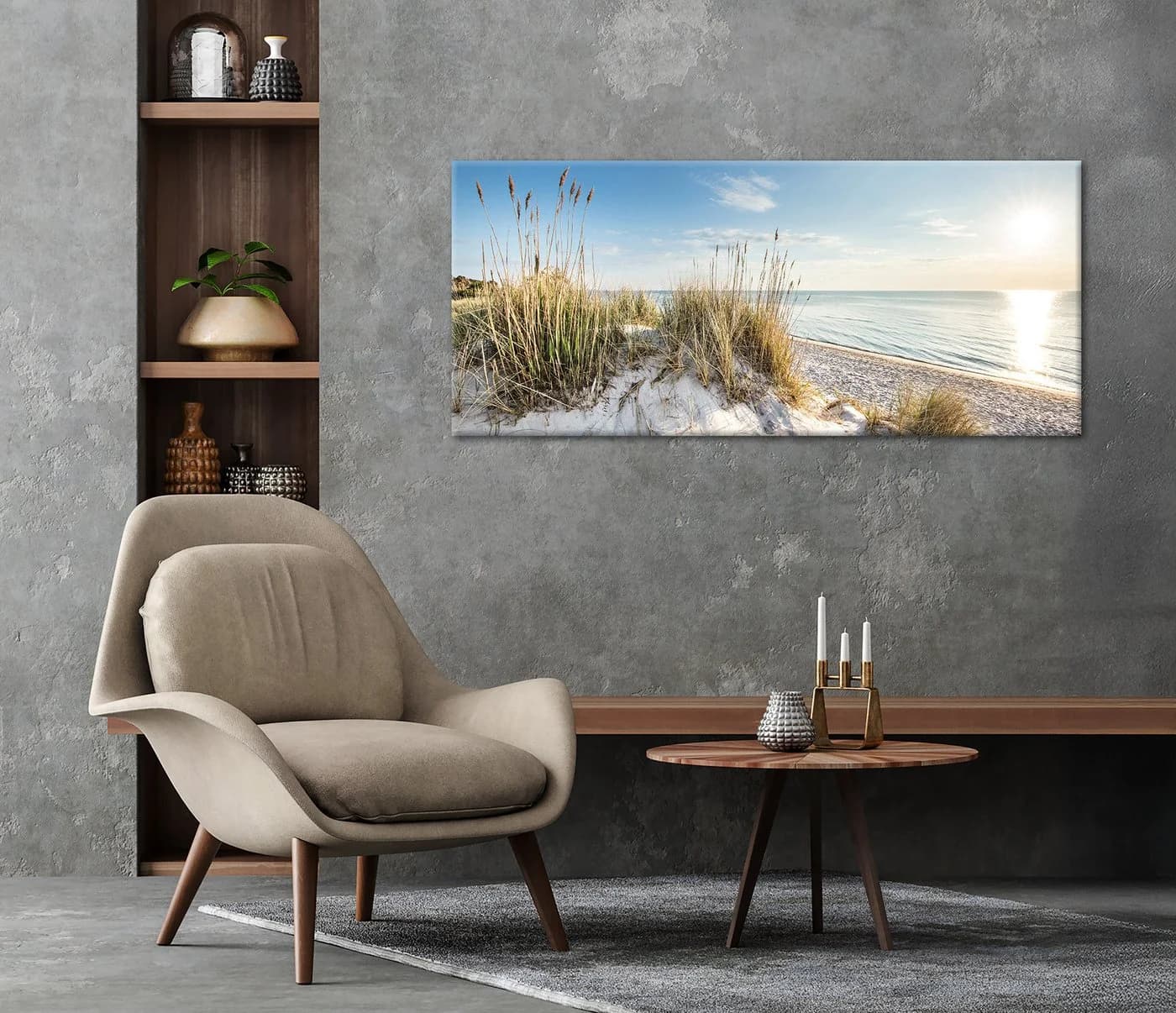 Leinwandbild BÖNNINGHOFF Düne Blau Weiß Beige Grün