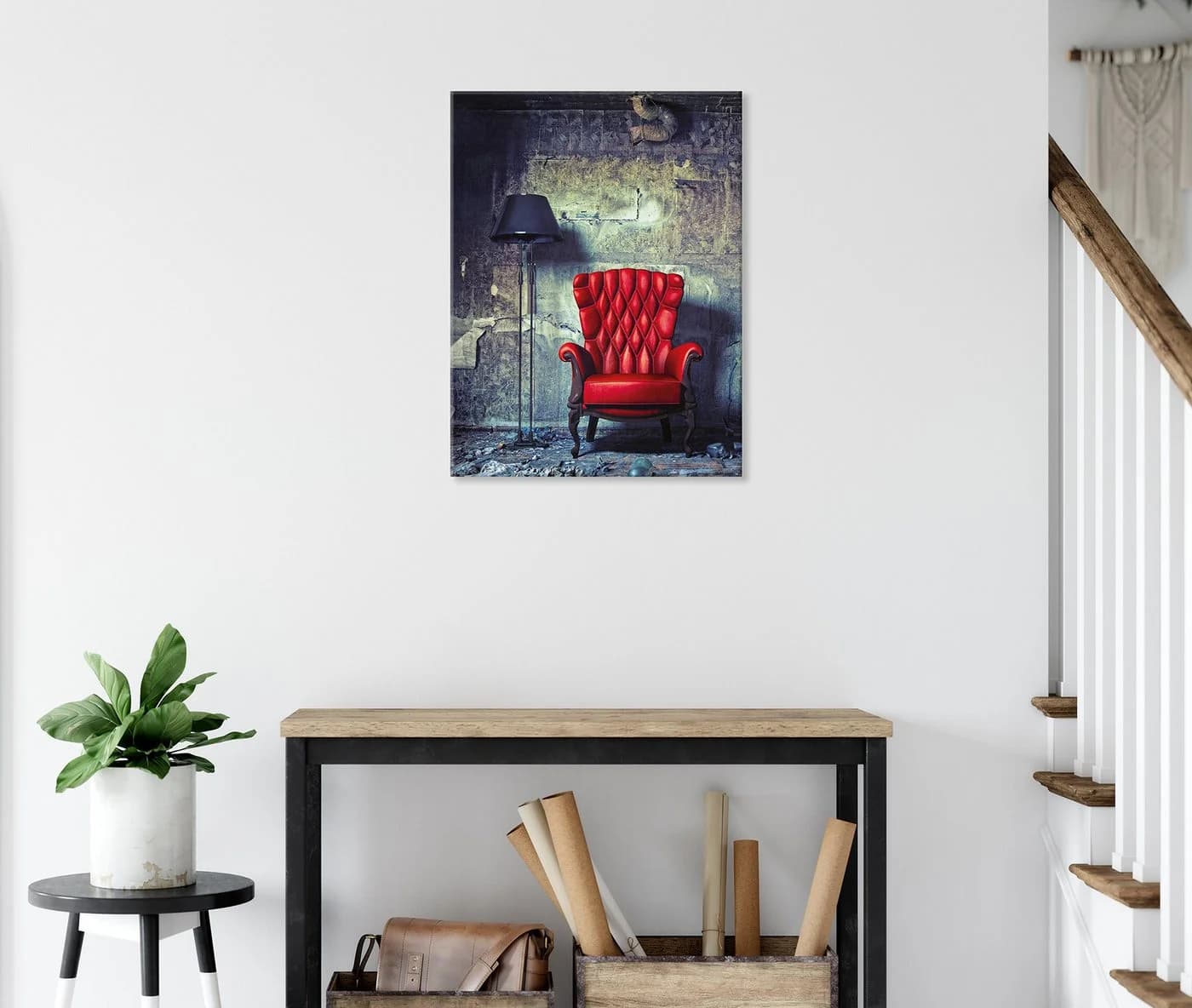 Bönninghoff Leinwandbild Roter Sessel Keilrahmen Deko