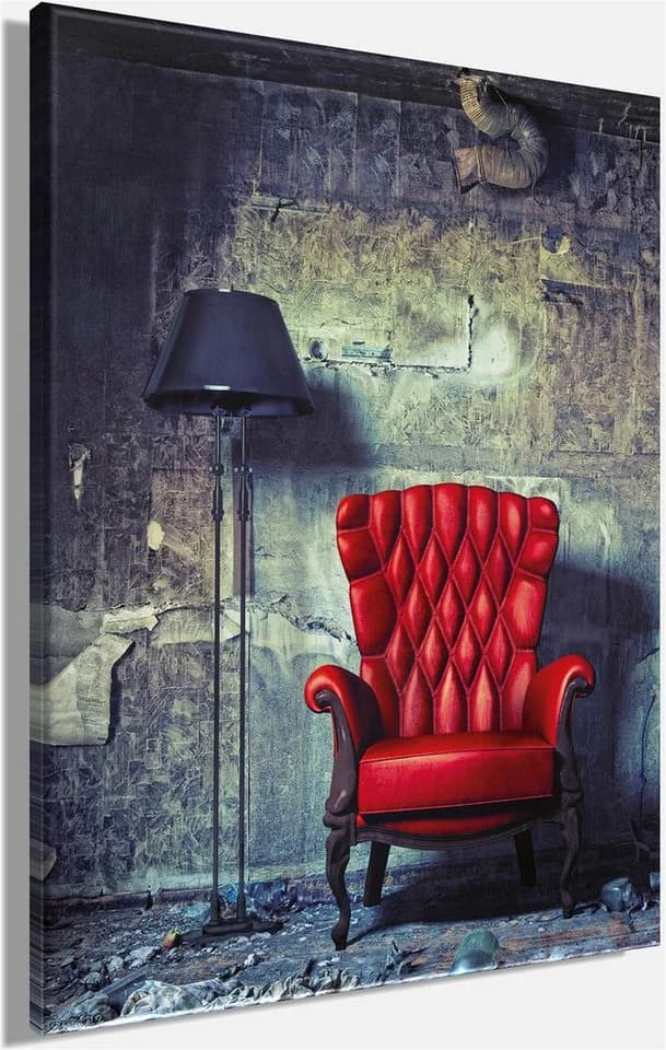 Bönninghoff Leinwandbild Roter Sessel Keilrahmen Deko - Bild 3