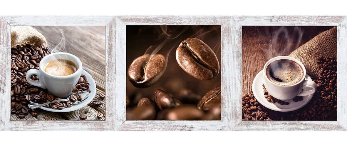 Bönninghoff Bild mit Rahmen, Getränke, Kaffee, Kaffee Bilder, Lebensmittel (3 St) Bunt