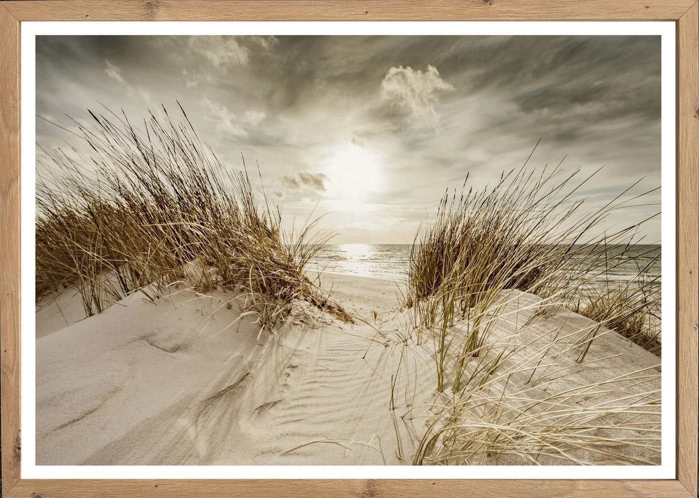 Bönninghoff Bild mit Rahmen Düne Gräser Küste Landschaft Meer Natur Sonnenaufgang & -untergang Strand