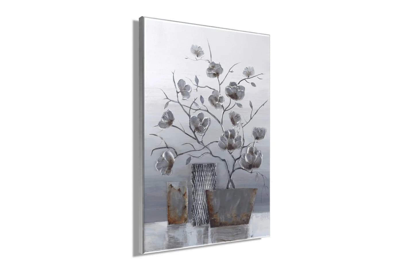BÖNNINGHOFF Gerahmtes Ölgemälde Silber Acryl Leinwand - Bild 3