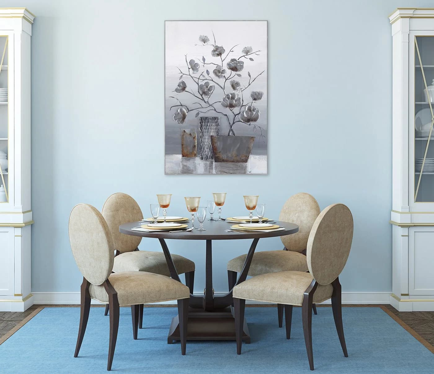 BÖNNINGHOFF Gerahmtes Ölgemälde Silber Acryl Leinwand - Bild 4
