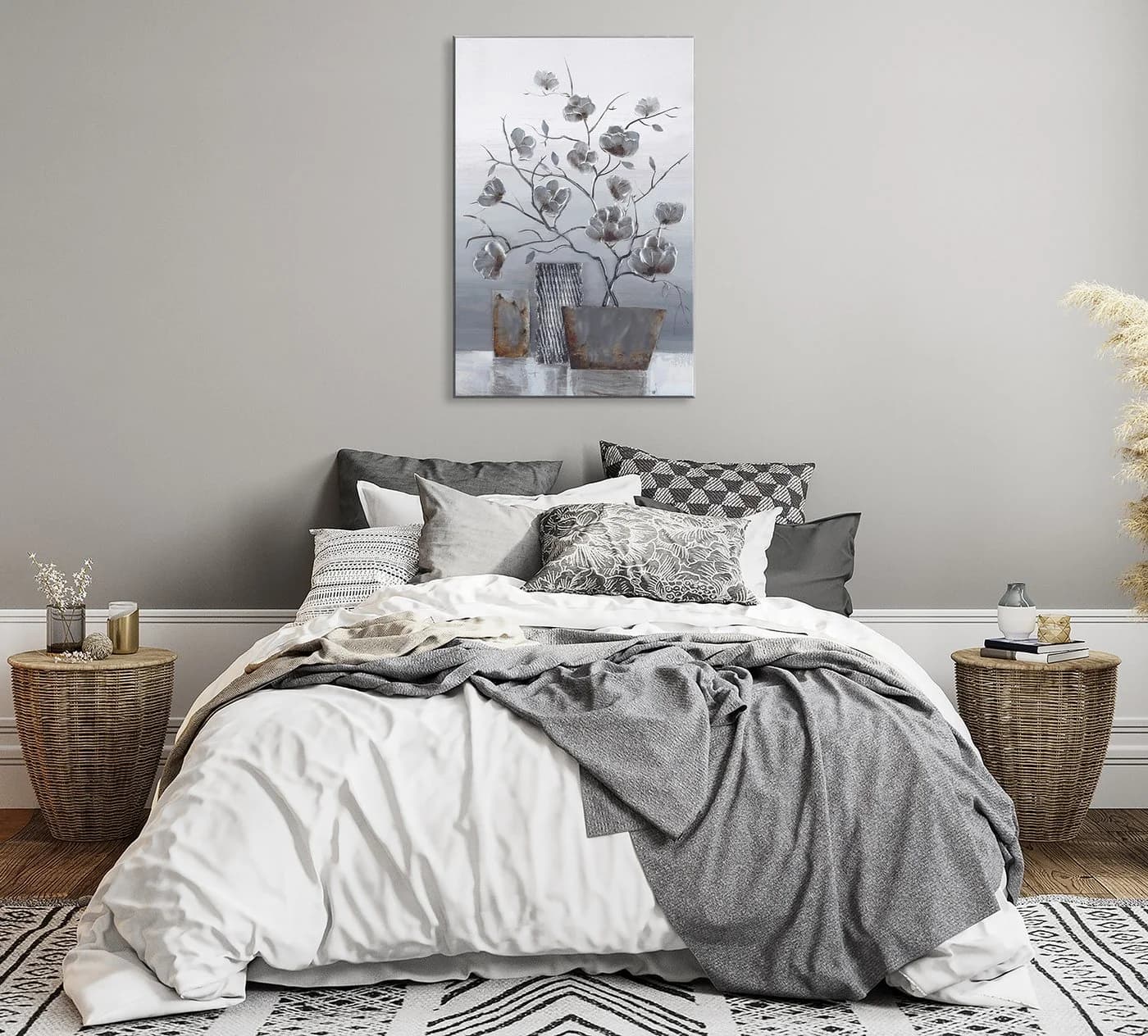 BÖNNINGHOFF Gerahmtes Ölgemälde Silber Acryl Leinwand - Bild 5