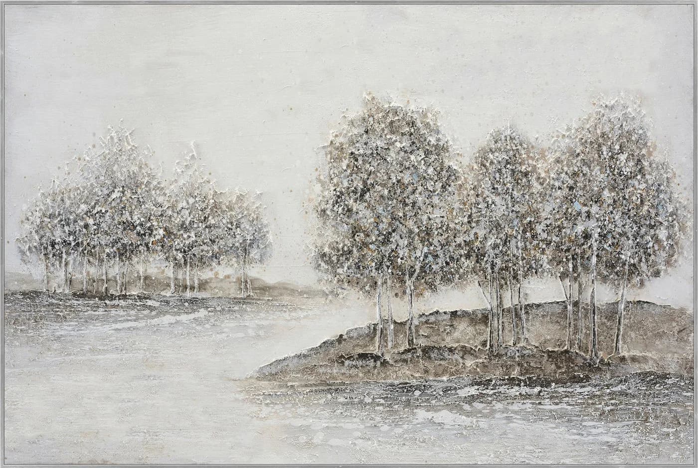 BÖNNINGHOFF Ölgemälde gerahmt Silber Acryl Leinwand 120x80 cm