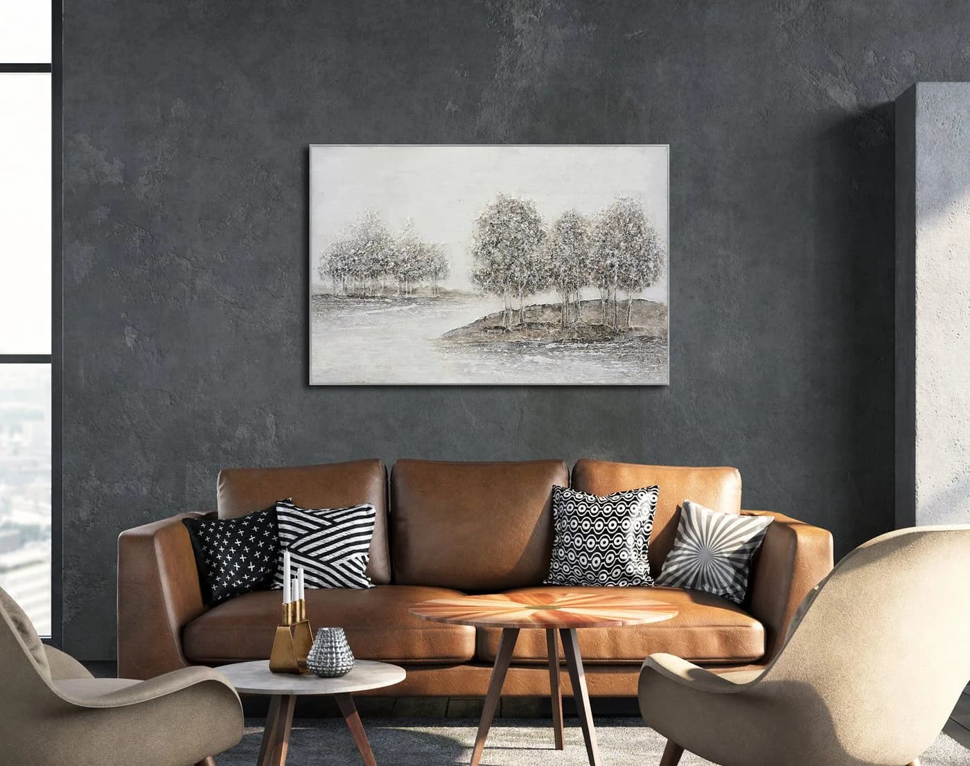 BÖNNINGHOFF Ölgemälde gerahmt Silber Acryl Leinwand 120x80 cm - Bild 2