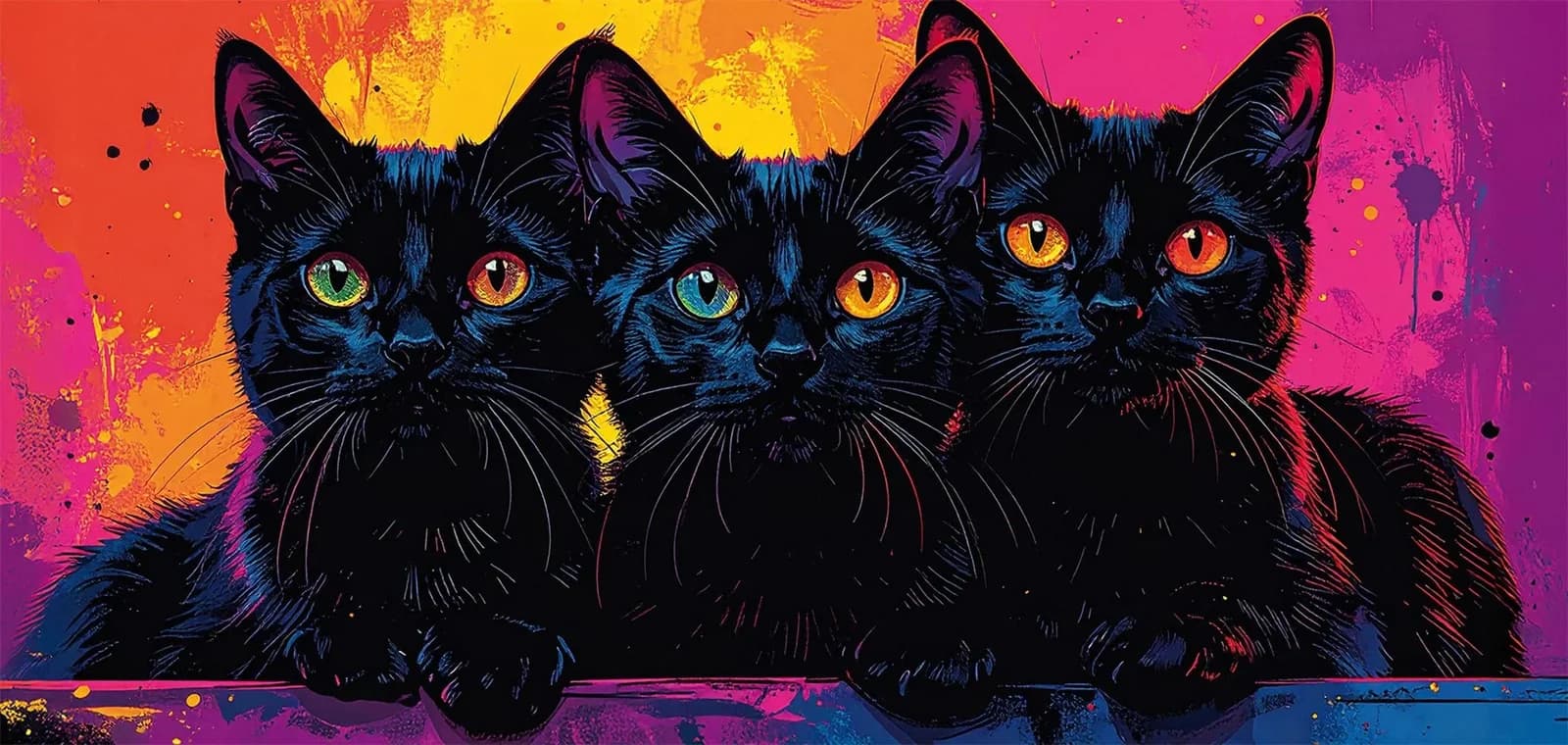 BÖNNINGHOFF Leinwandbild Bunte Katze Pop-Art Keilrahmen
