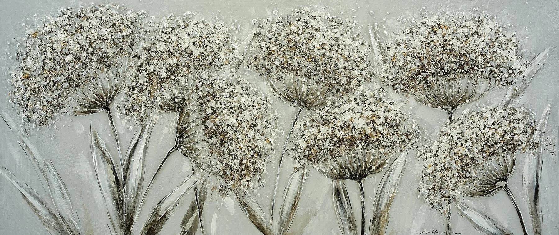 BÖNNINGHOFF XXL Wandbild Pusteblumen Acryl Gold Grau Braun Weiß