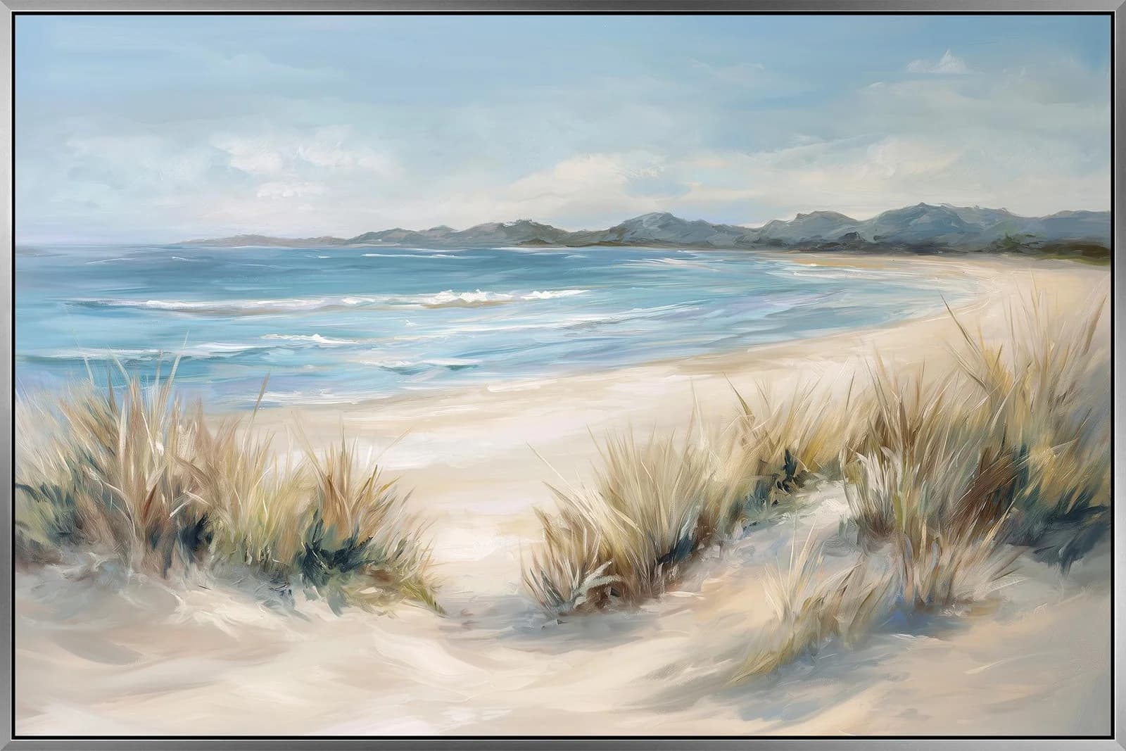 BÖNNINGHOFF Strand Wandbild 90x60 cm Silber Rahmen Acryl