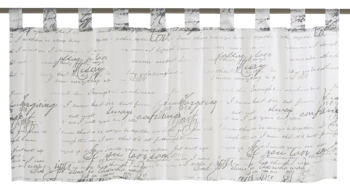 ELBERSDRUCKE Scheibengardine Bistrogardine Loveletter Weiß-Schwarz Halbtransparent - Bild 2