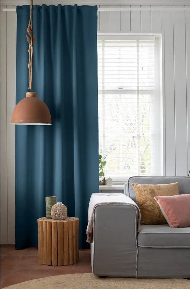 ELBERSDRUCKE Verdunkelungsvorhang Blau mit verdeckten Schlaufen - Bild 4
