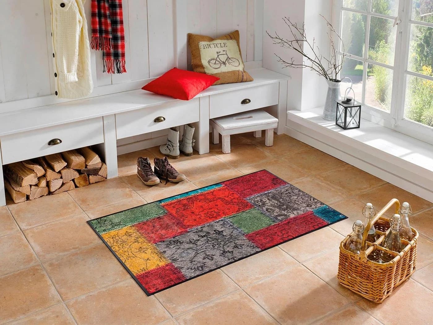 wash+dry by Kleen-Tex Fußmatte Vintage Patches Bunt Patchwork Design