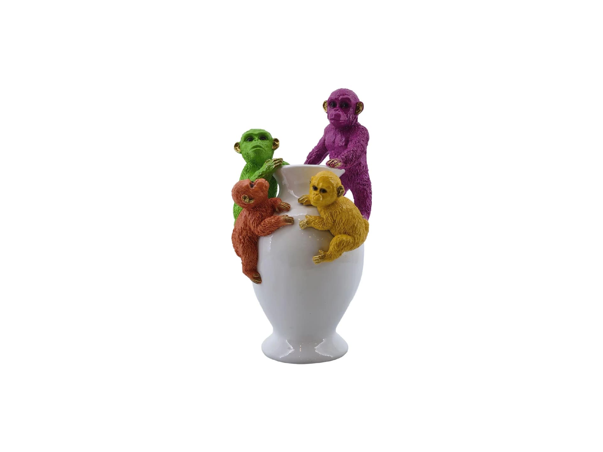 COR MULDER Vase Affen Weiß/Bunt Polyresin