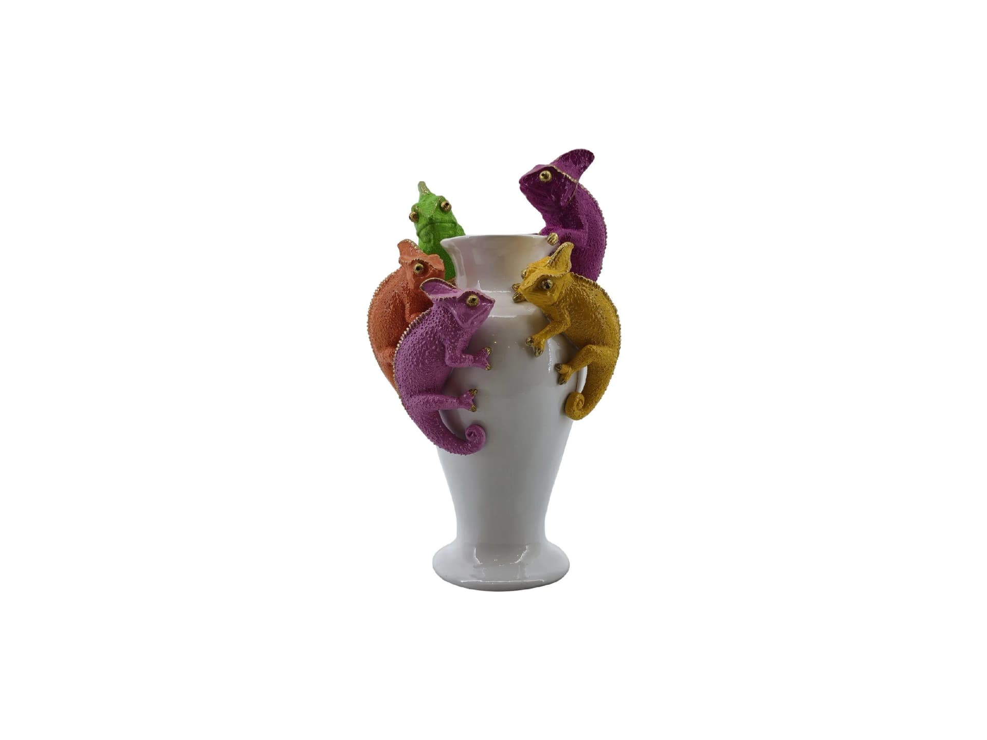 COR MULDER Vase Echsen Weiß/Bunt Polyresin