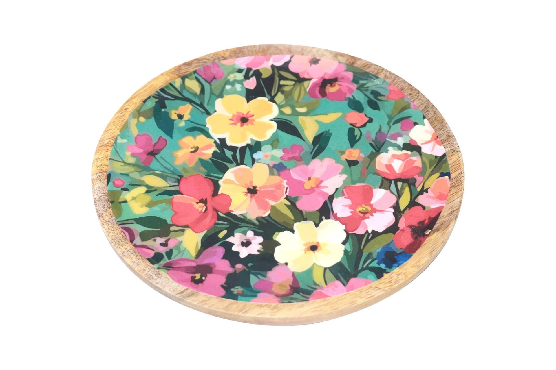 Teller FLOWER Mangoholz Bunt Blumenmuster