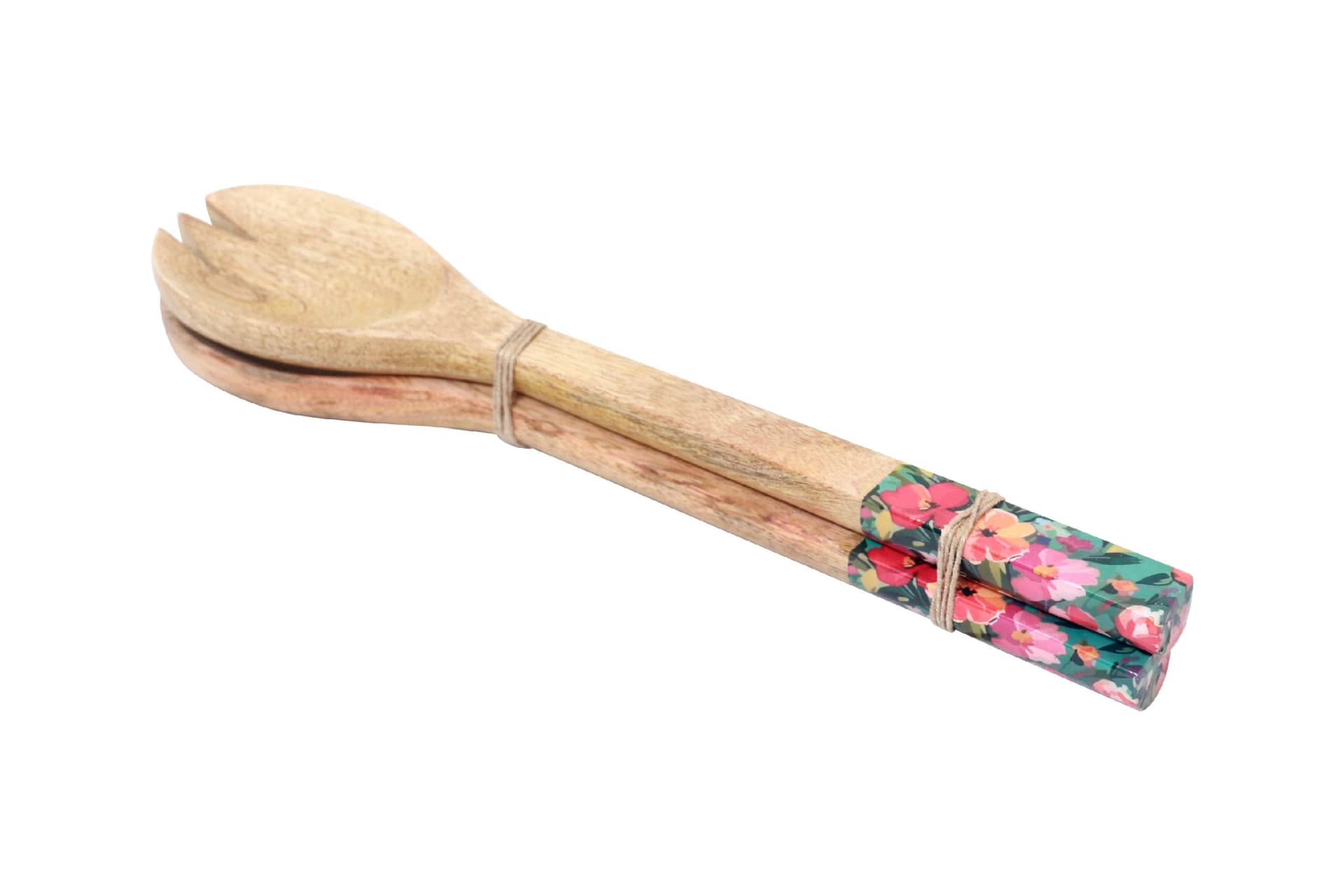 Salatbesteck FLOWER Mangoholz Bunt