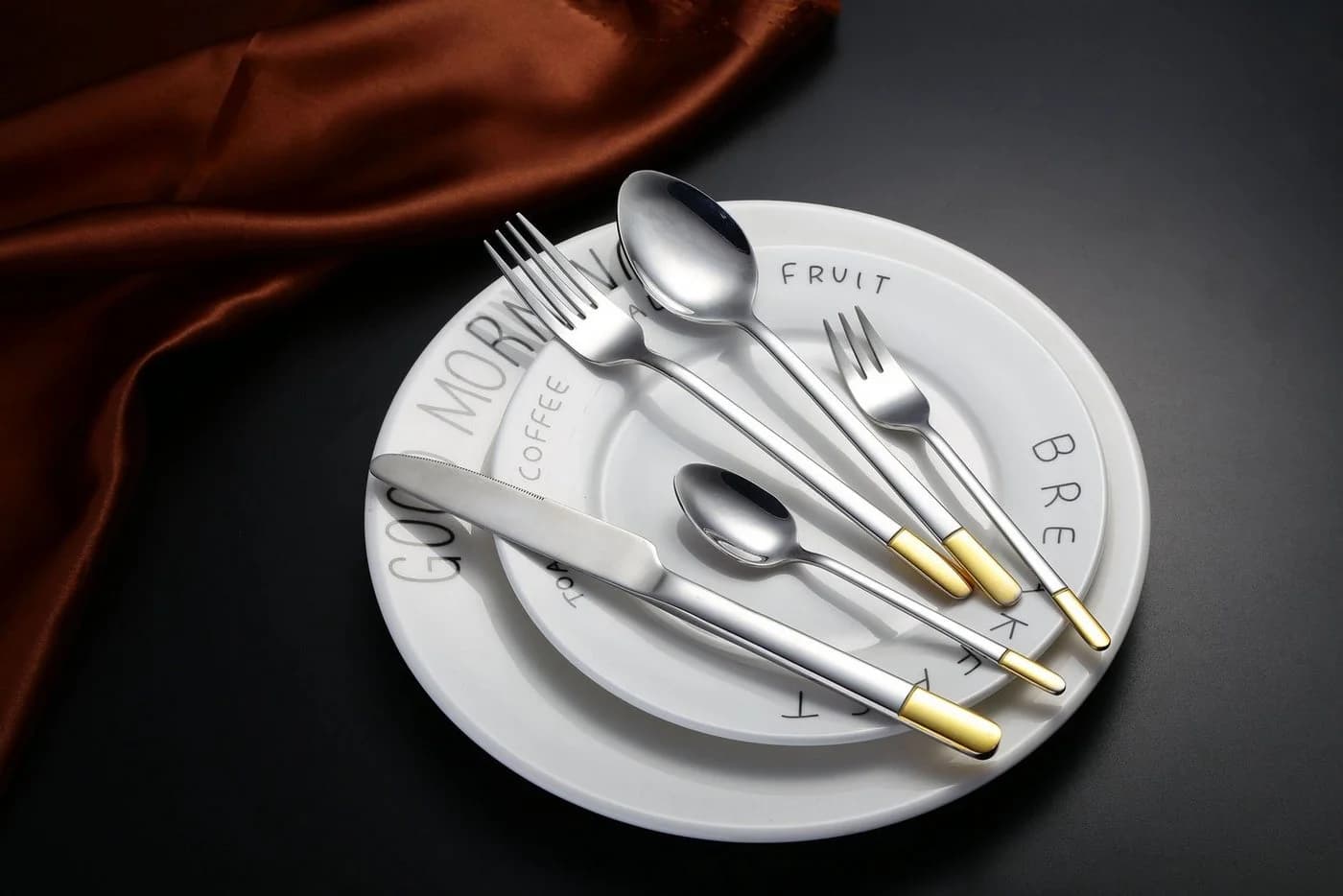 Mulex Besteck-Set Oceanside 60-tlg. Edelstahl 18/0 silber vergoldet - Bild 5