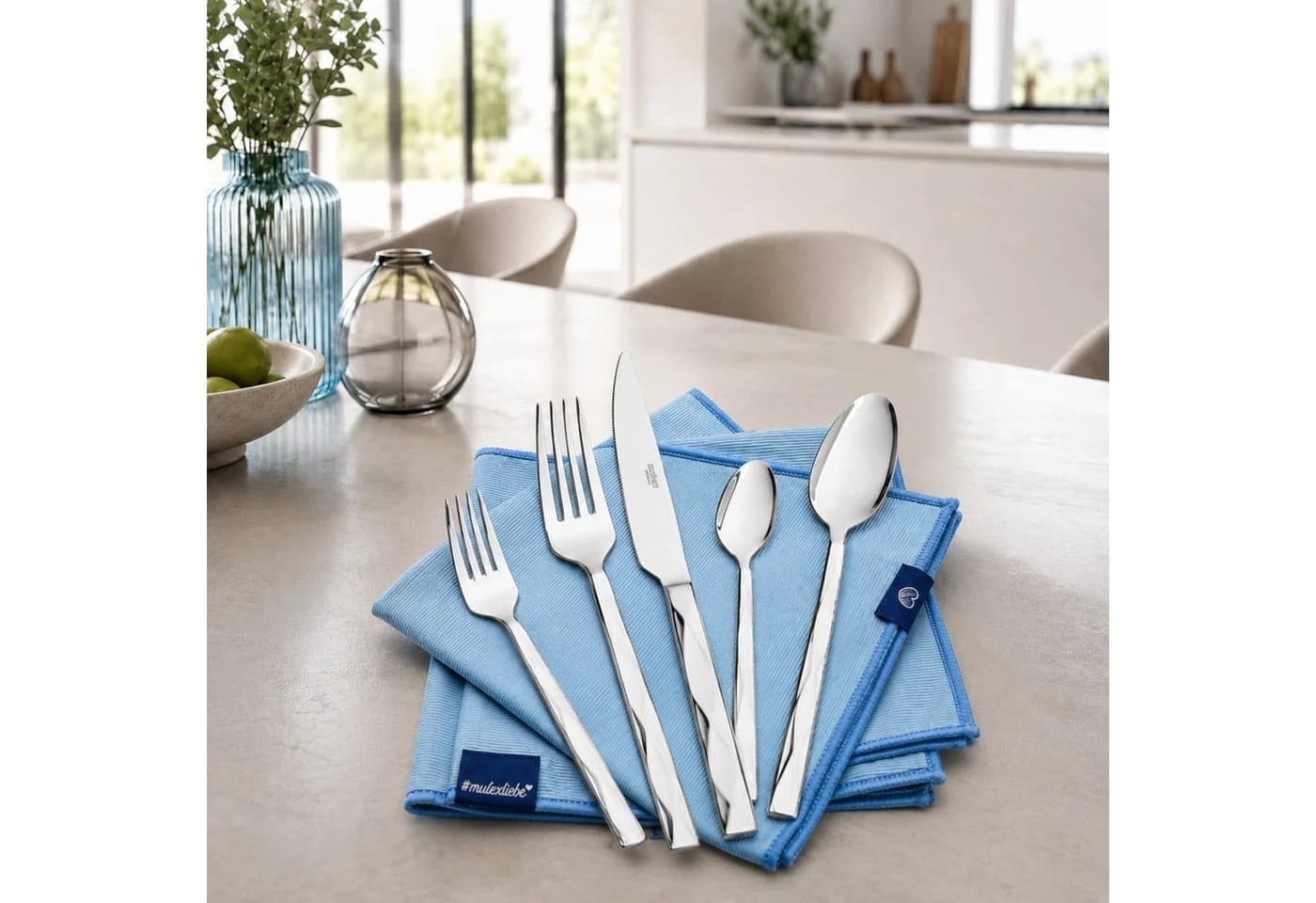 Mulex Besteckset Vicenza 63-tlg. 12 Pers. Edelstahl 18/0 Facettendesign - Bild 4