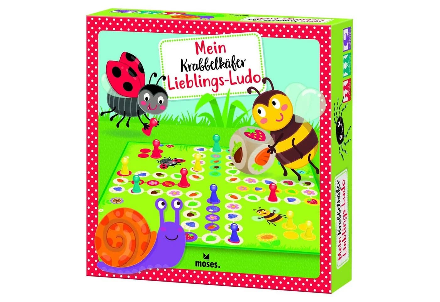 Moses Krabbelkäfer Ludo Kinderspiel mit Erdbeer-Motiv