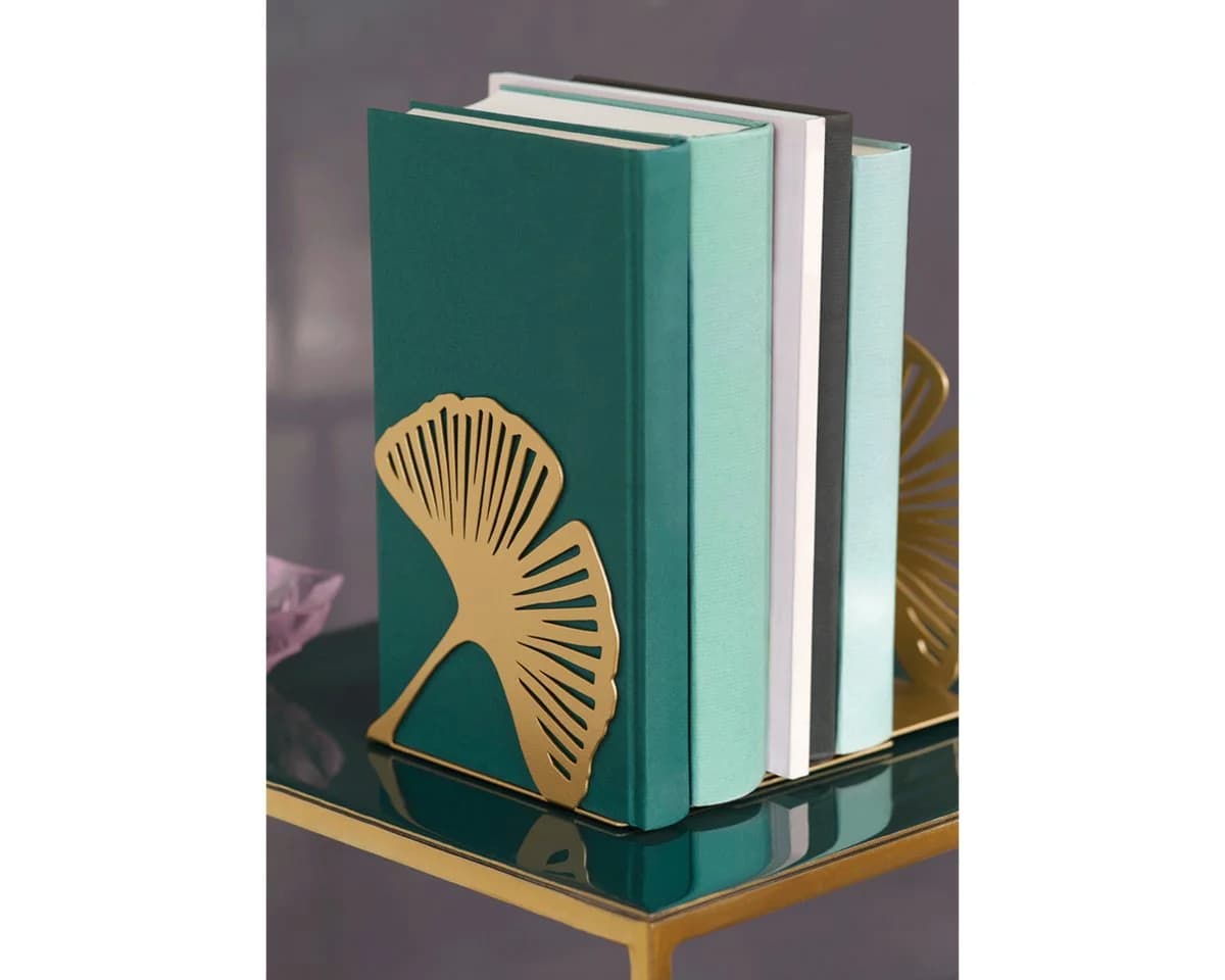 Moses. Verlag Buchstütze Ginkgo Metall goldfarben 2er Set für Bücherregale - Bild 2