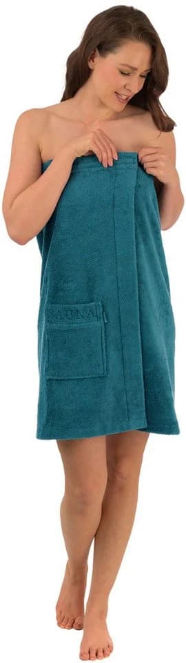 WEWO FASHION Damen-Saunakilt Frottier Blau Schlingenfest