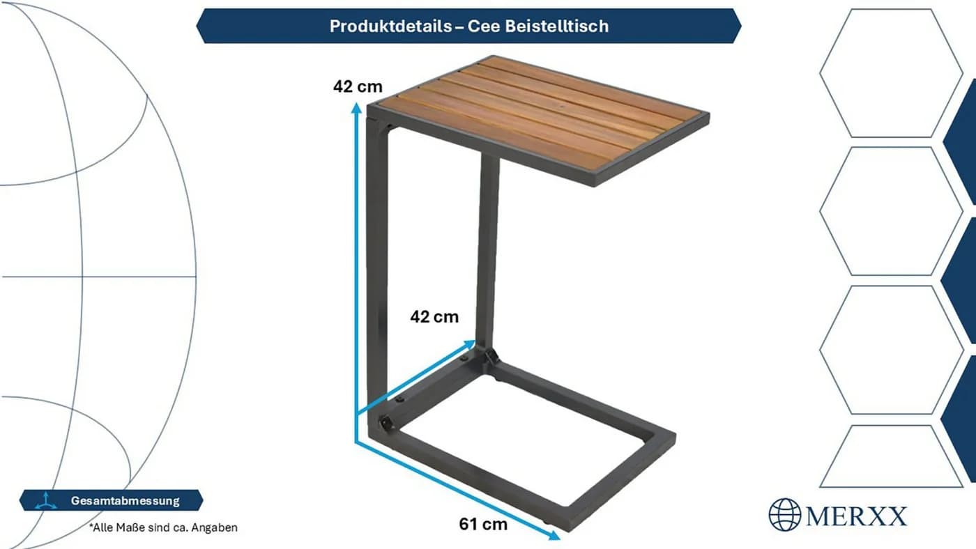 MERXX Beistelltisch Cee Graphit/Akazienholz Modern