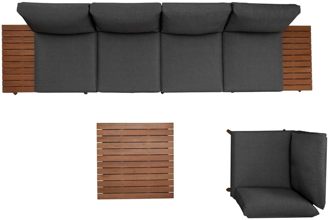 MERXX Gartenlounge-Set Athen 5-tlg. Grau/Braun Aluminium Akazie - Bild 5