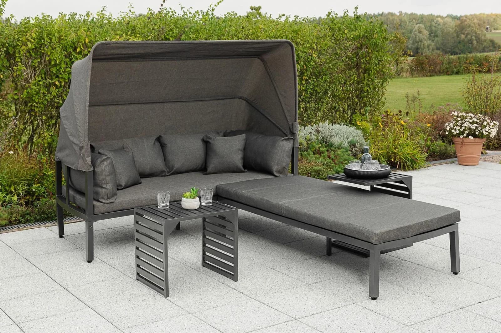MERXX Argos Insel Gartenlounge-Set Grau Aluminium 3er Set