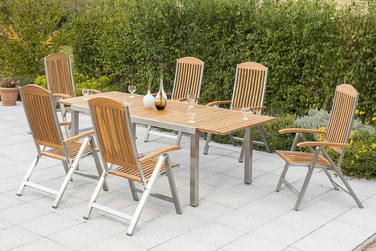 Merxx Gartentisch Keros Ausziehbar Akazie Edelstahl - Bild 2