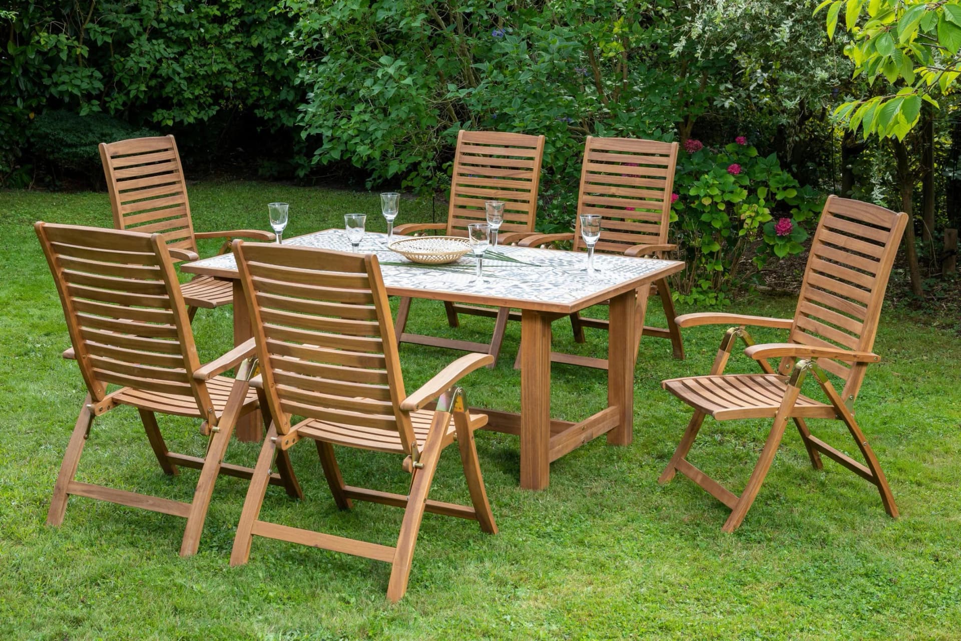 MERXX Gartenstuhl Paraiba 2er Set Braun Akazienholz Verstellbar - Bild 5