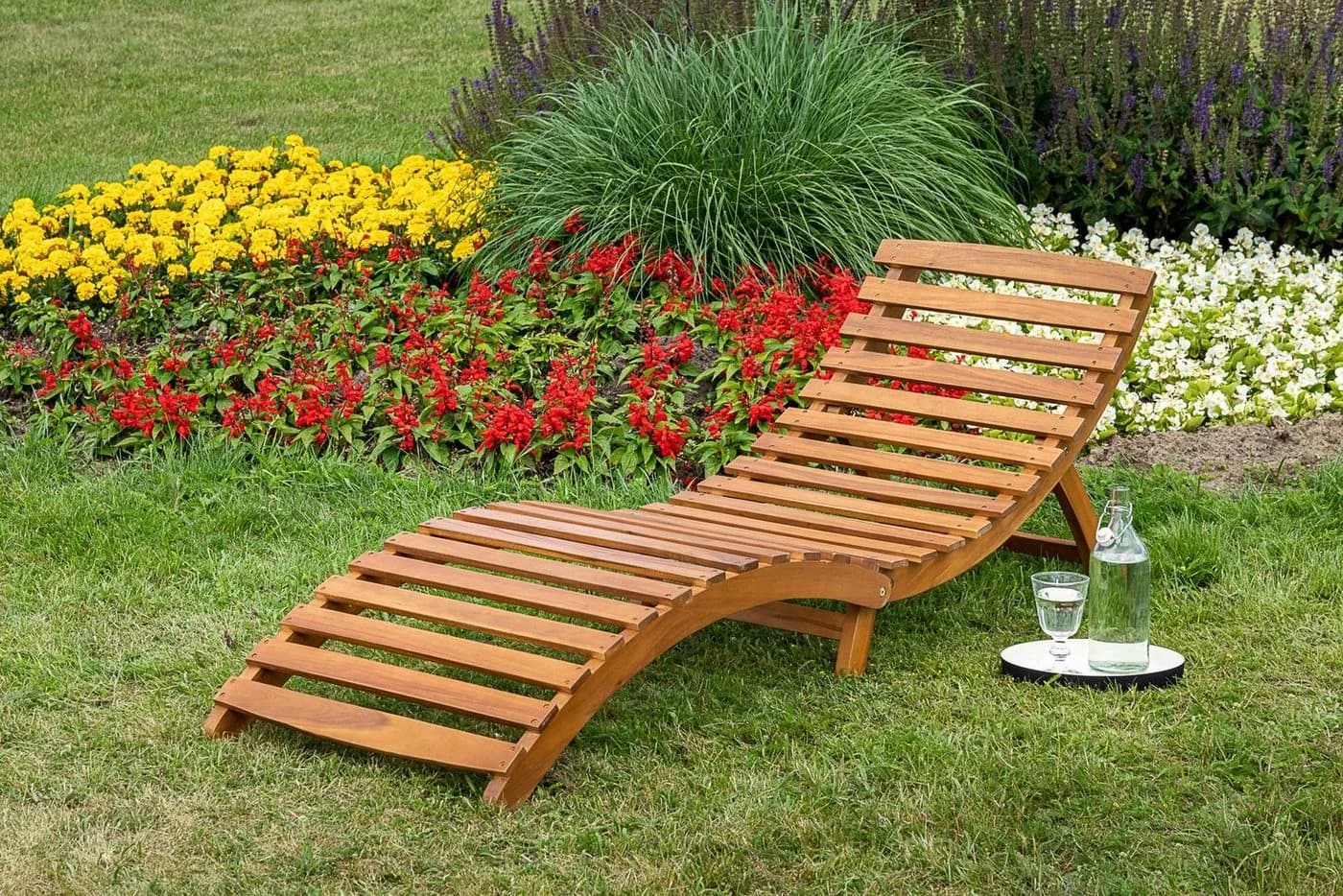 MERXX Gartenliege Honopu mit Auflagen Klappbar Akazienholz Braun Grau - Bild 2