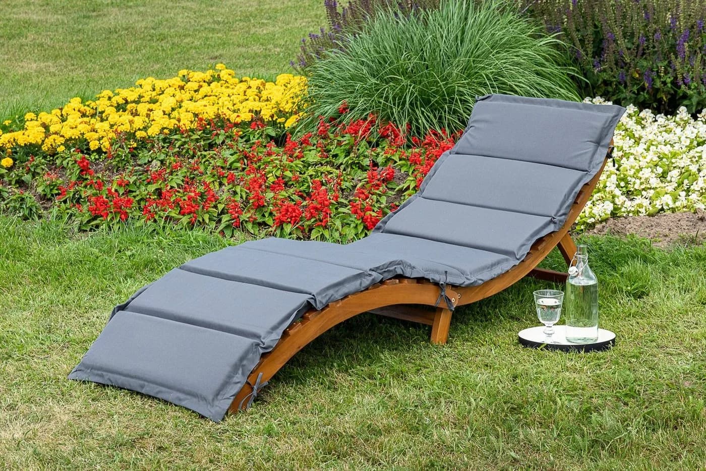 MERXX Gartenliege Honopu mit Auflagen Klappbar Akazienholz Braun Grau - Bild 3