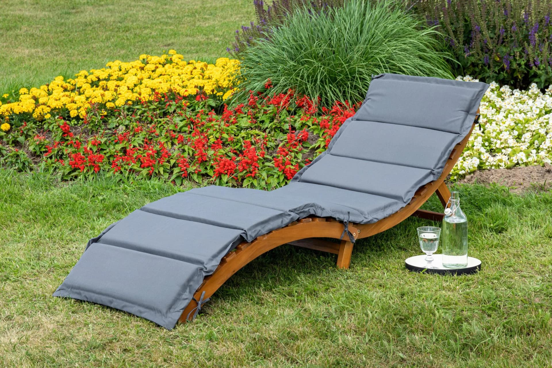 MERXX Gartenliege Honopu mit Auflagen Klappbar Akazienholz Braun Grau - Bild 4