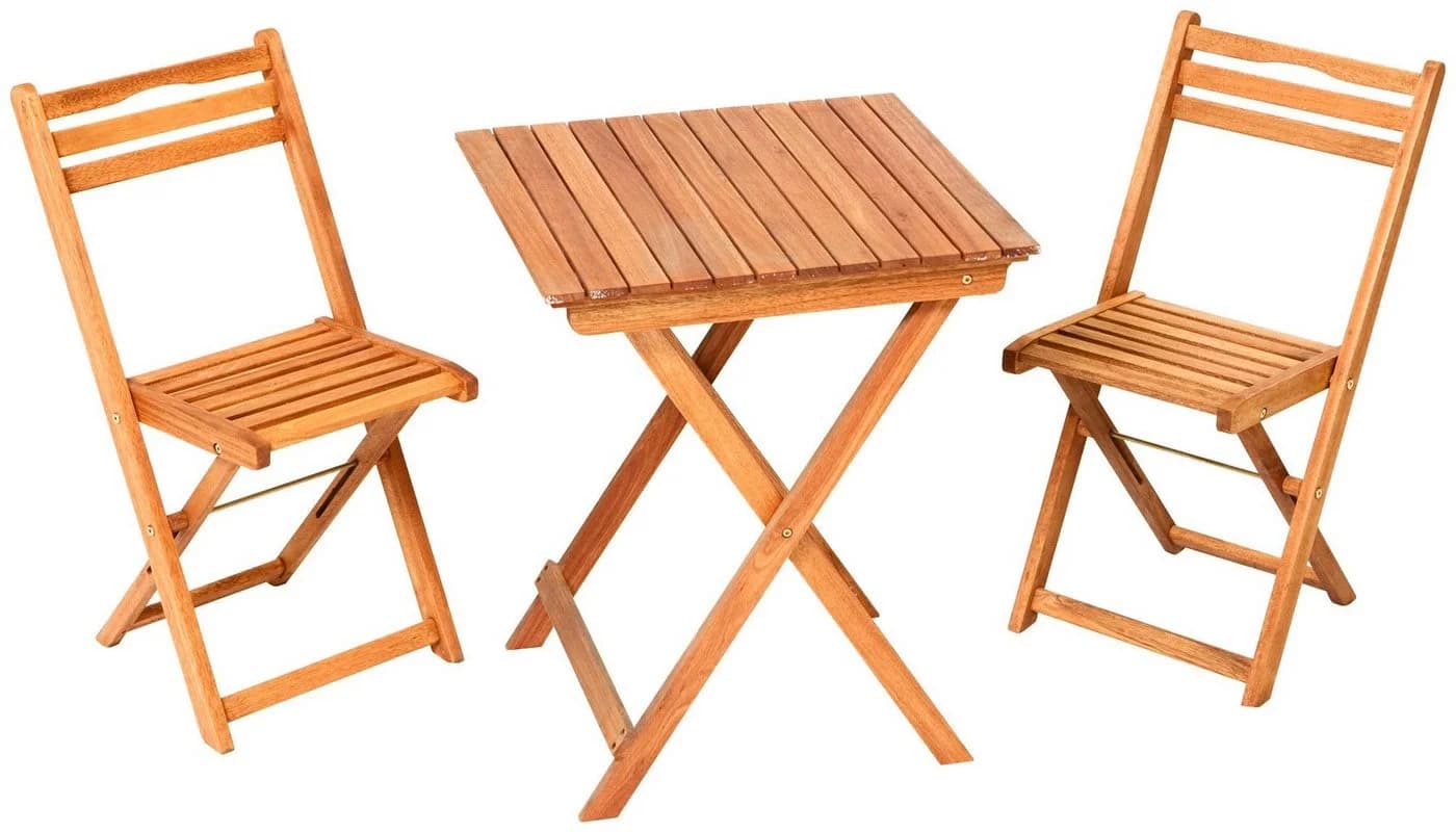 MERXX Gartenstuhl Porto 2er Set Braun Eukalyptusholz Klappbar - Bild 4