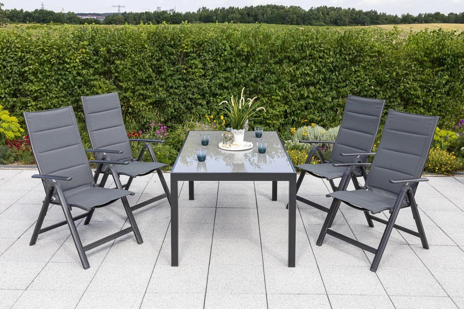 Gardenson Gartenklappsessel Taviano Graphit Aluminium Textil - Bild 4