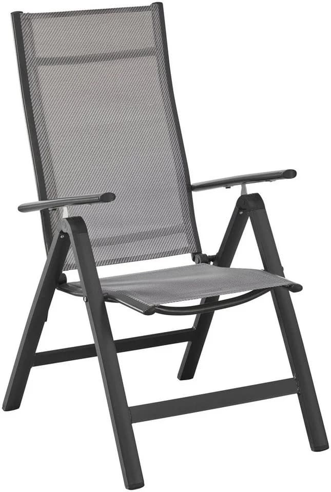 MERXX Gartenstuhl Amalfi 2er Set Anthrazit/Braun Verstellbar