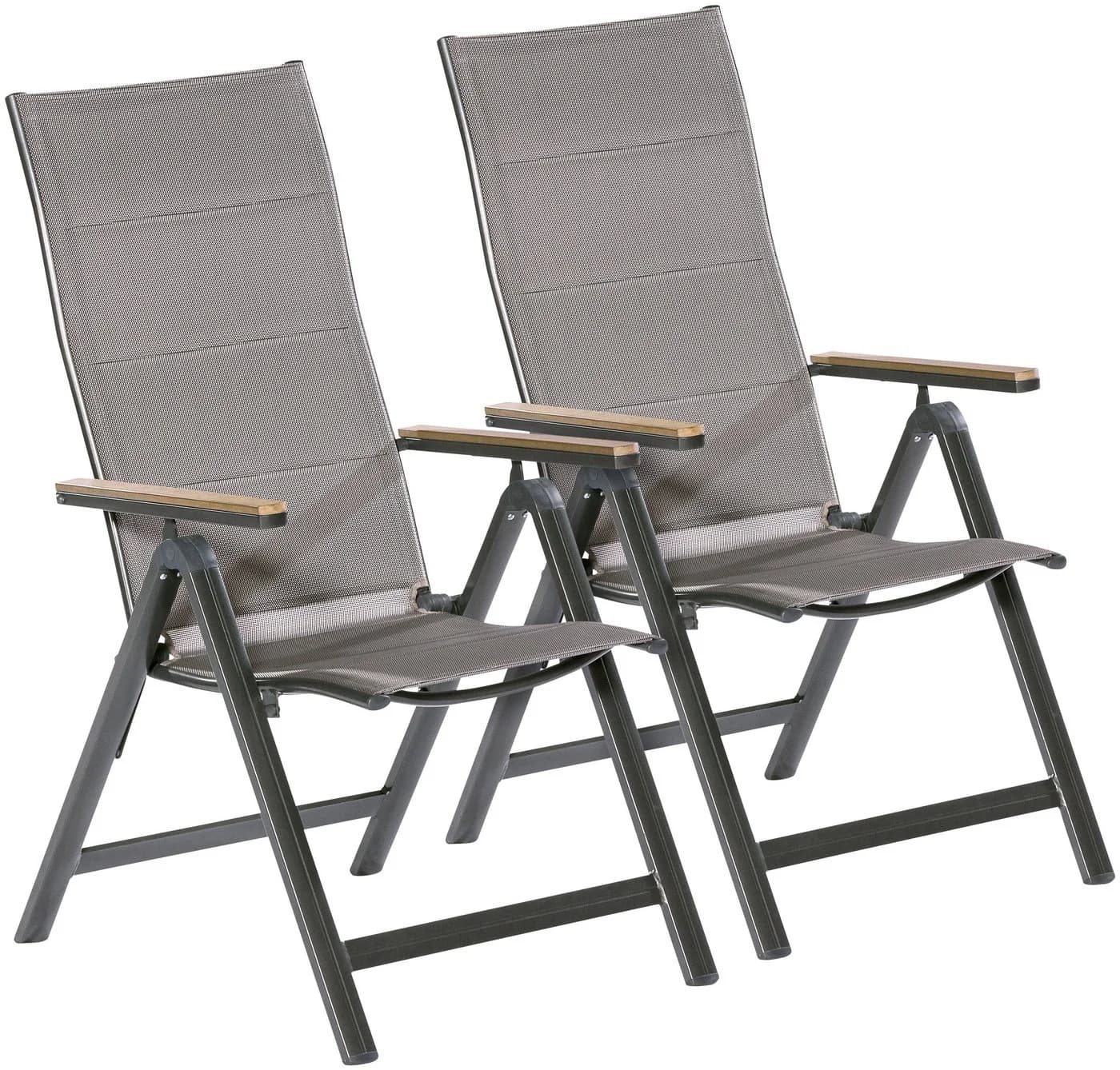 MERXX Trivero Gartenstuhl 2er Set Grau/Braun Klappbar - Bild 3