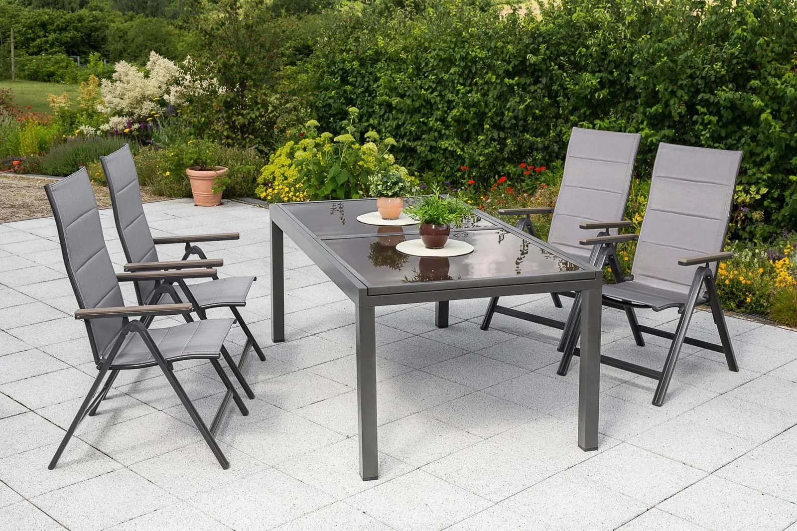 MERXX Trivero Gartenstuhl 2er Set Grau/Braun Klappbar - Bild 5