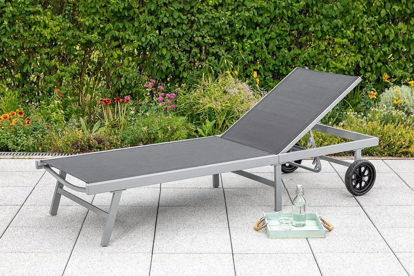 Gartenliege MERXX Schwarz-Silber 5-fach verstellbar Aluminium - Bild 2
