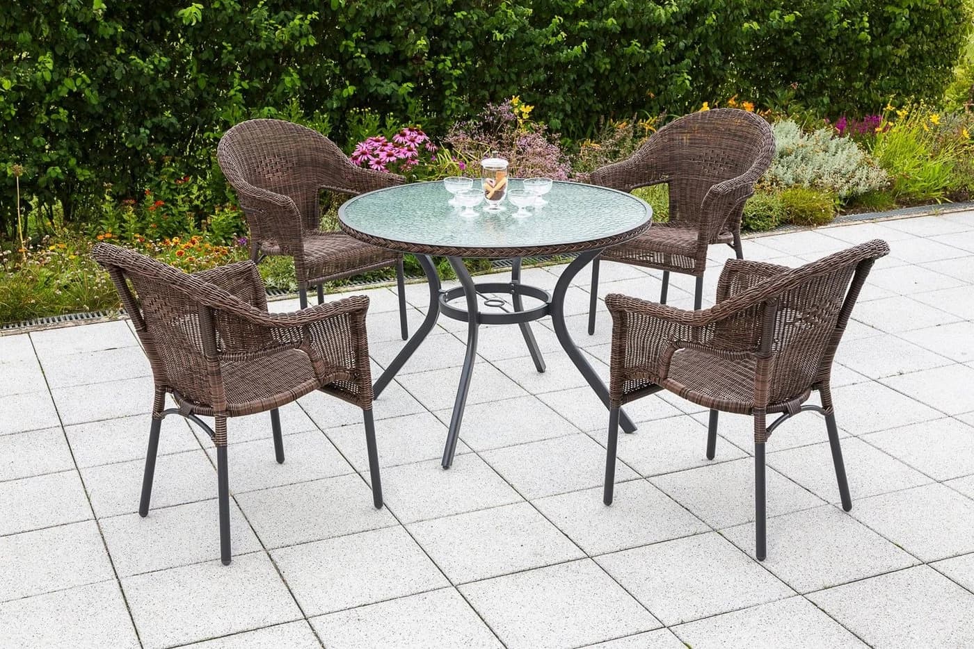Gartentisch aus Sicherheitsglas und Aluminium, rund