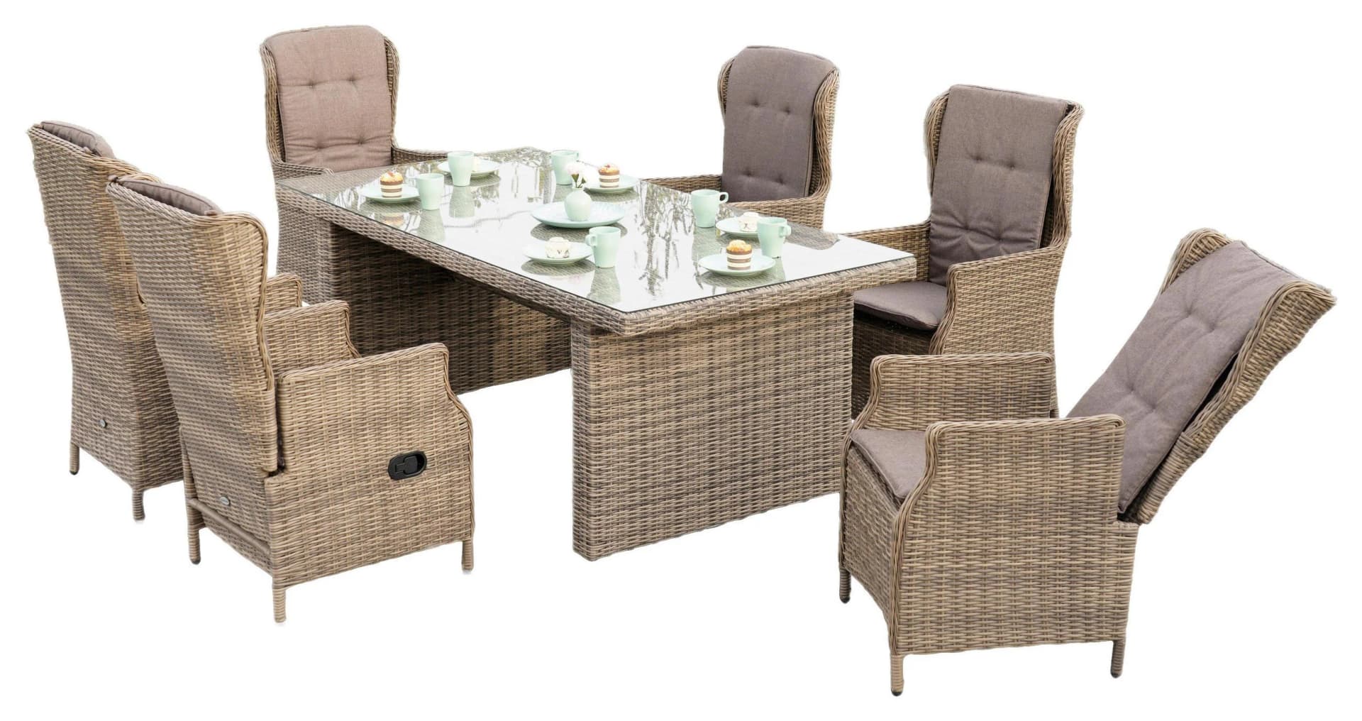 Merxx Riviera Set 13tlg. Sessel hochlehnig Naturton Geflecht - Bild 2