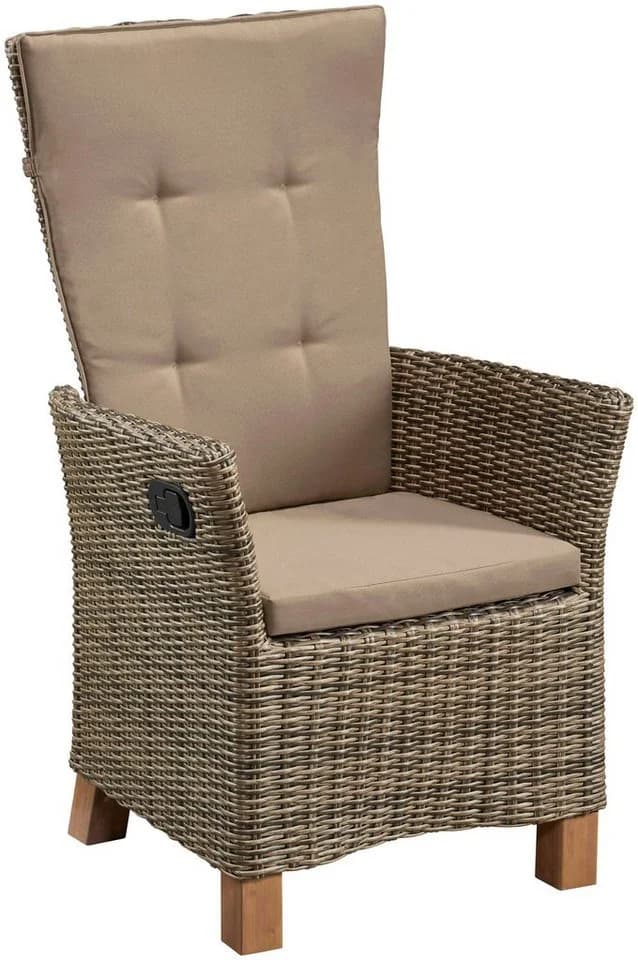 Merxx Gartenstuhl Toskana 2er Set Beige Polyrattan mit Kissen - Bild 2