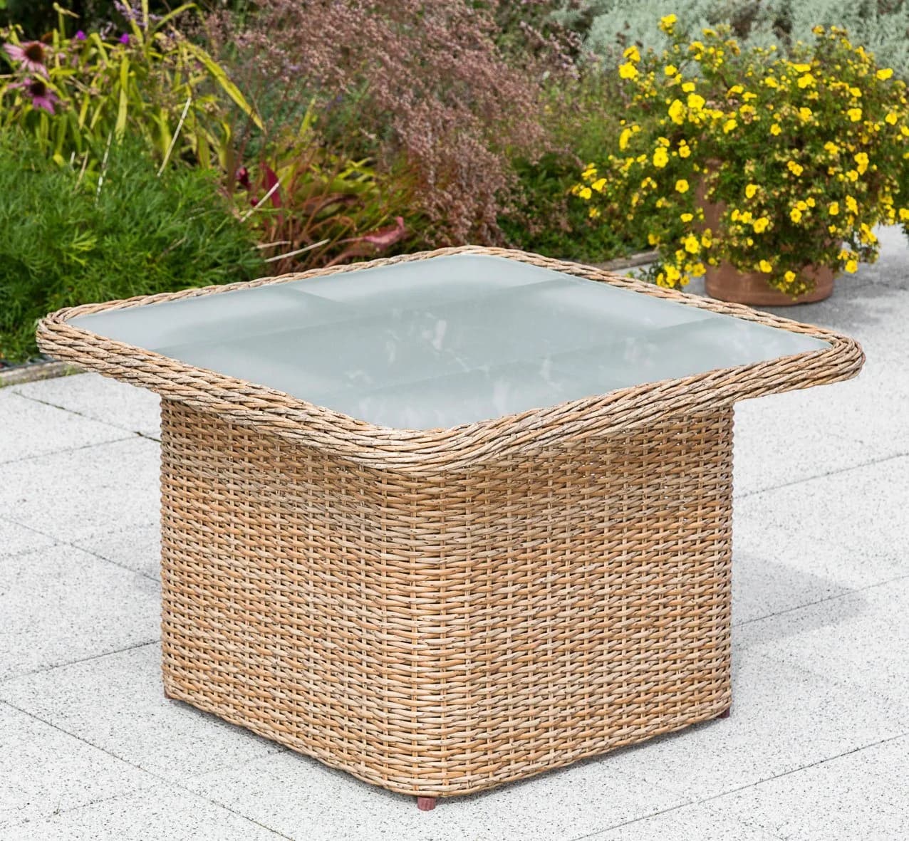 MERXX Duplex Gartentisch Beige Höhenverstellbar Sicherheitsglas - Bild 3