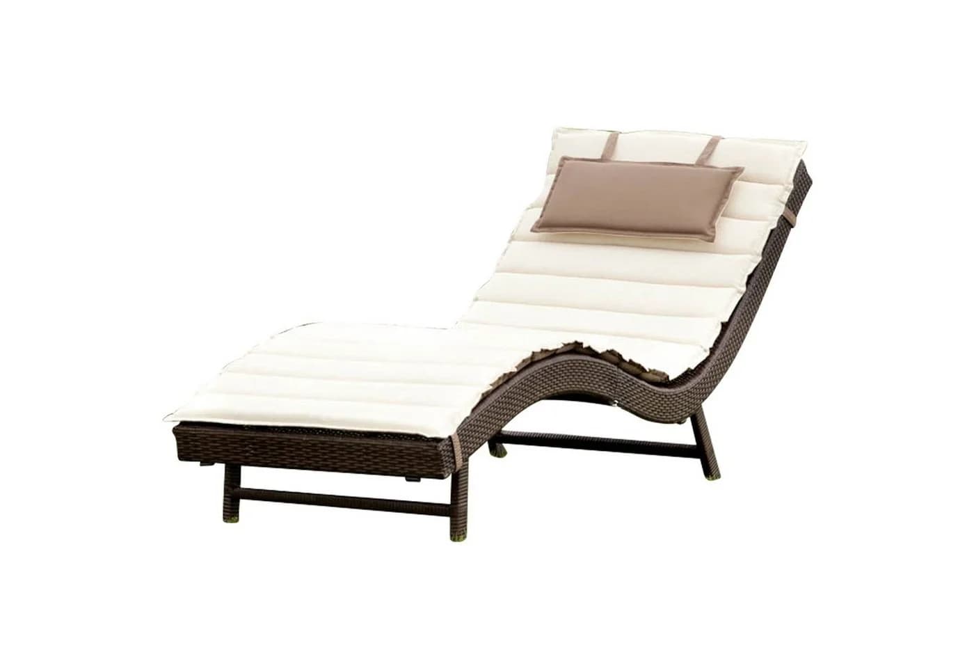 MERXX Gartenliege PIACENZA Braun Poly Rattan mit Wendeauflage