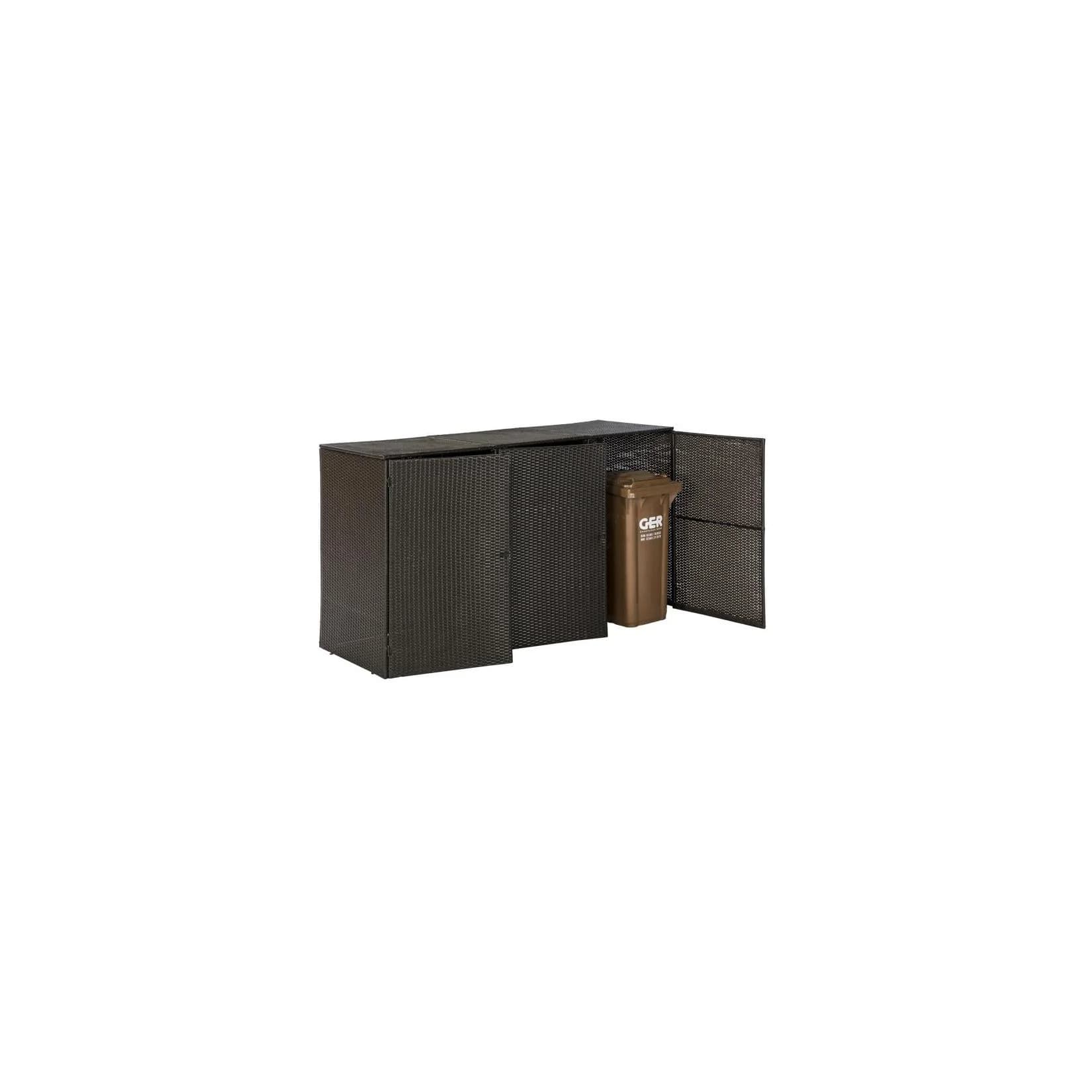 Merxx Mülltonnenbox 3er Set Mocca Polyrattan