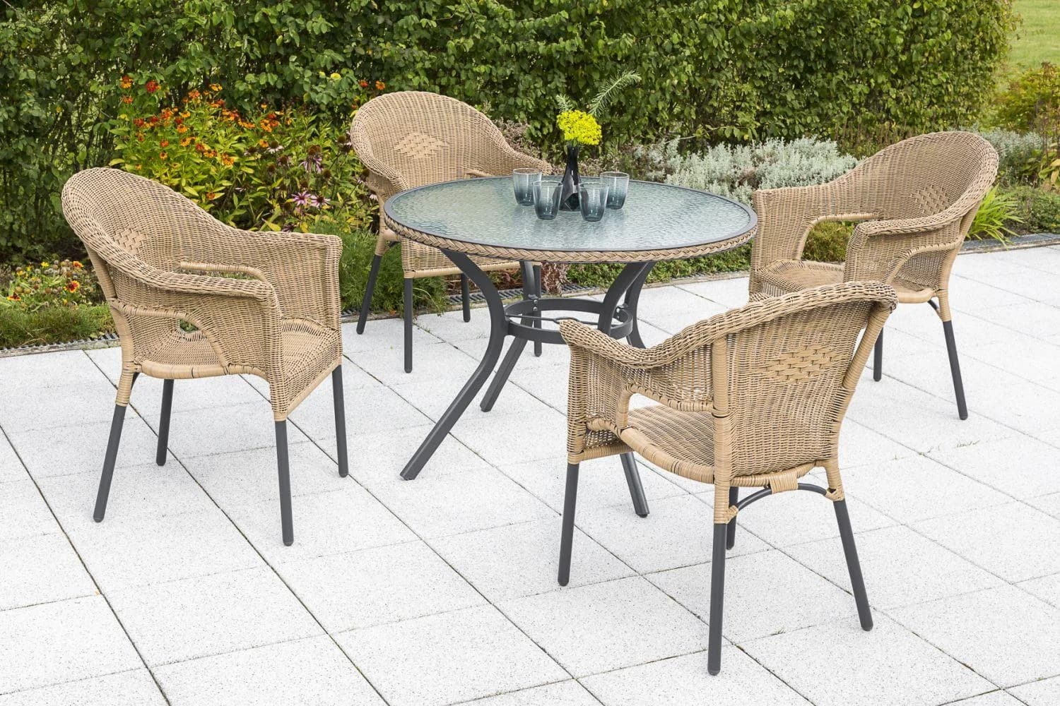 Mömax DE Gartengarnitur 5-tlg. Metall/Kunststoff/Glas