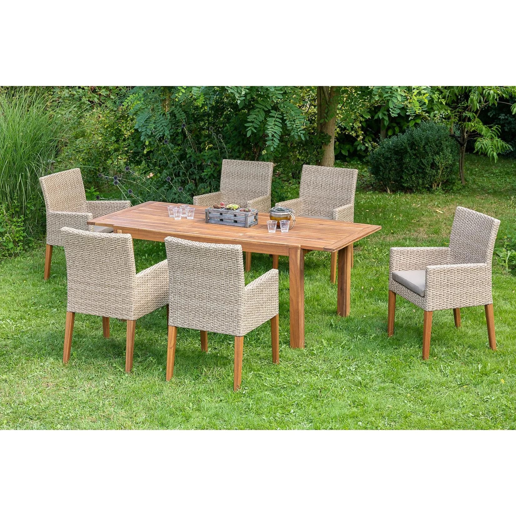 MERXX Garten-Essgruppe Ranzano 6-tlg. Beige/Natur Polyester