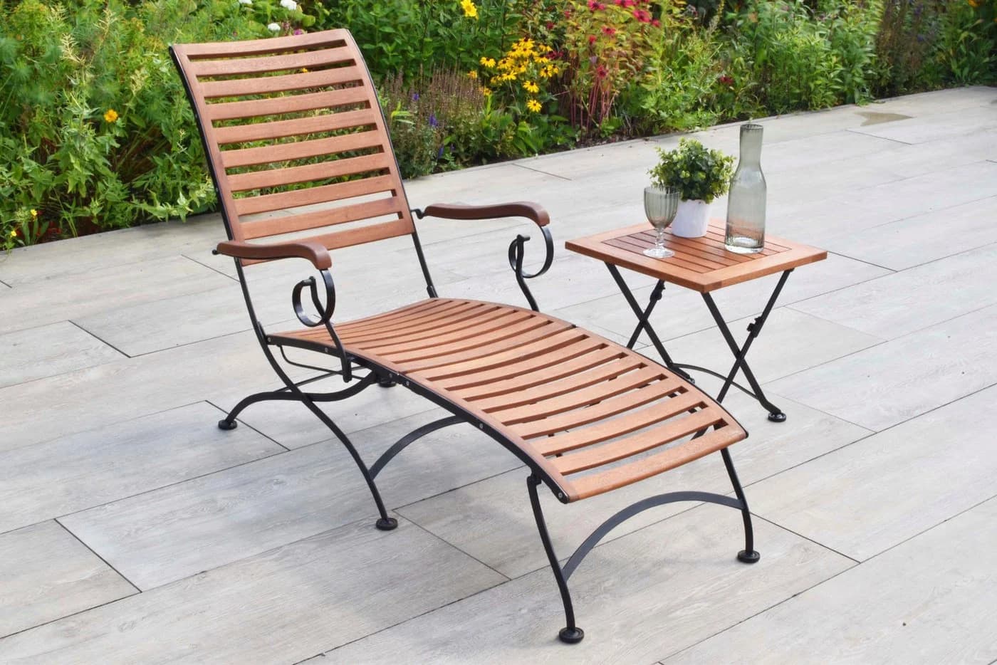 MERXX Gartenliege Schlossgarten Set 2-tlg. mit Hocker - Bild 1