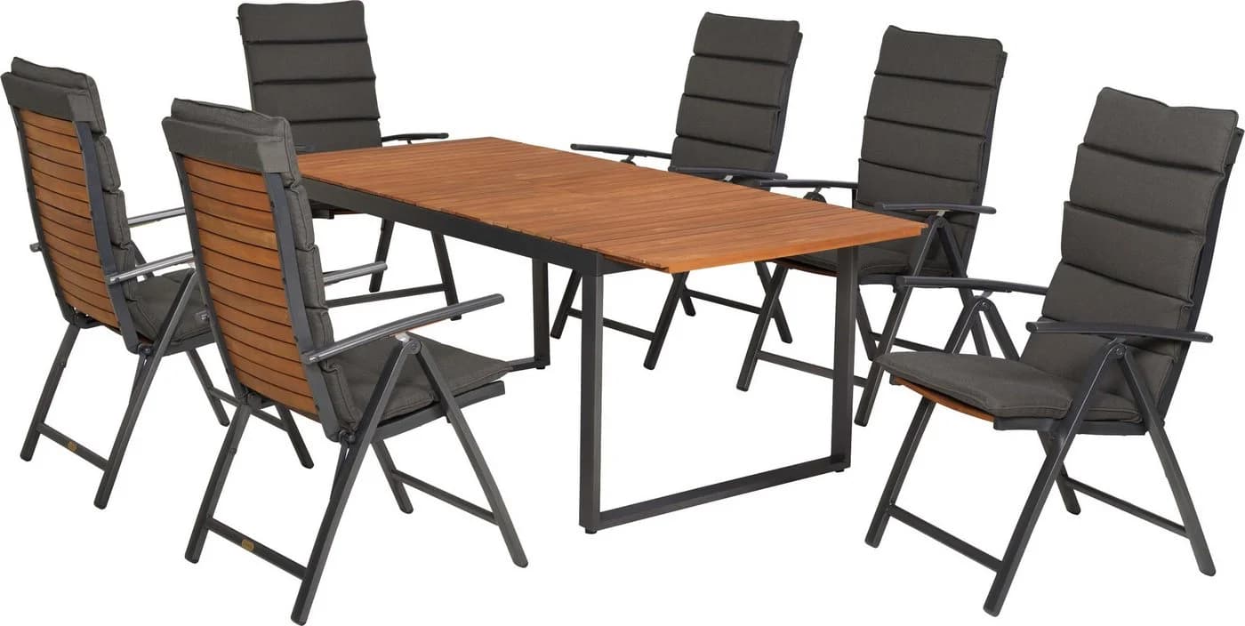 MERXX Garten-Essgruppe Santorin 13-tlg. Grau/Braun Aluminium Akazie - Bild 2